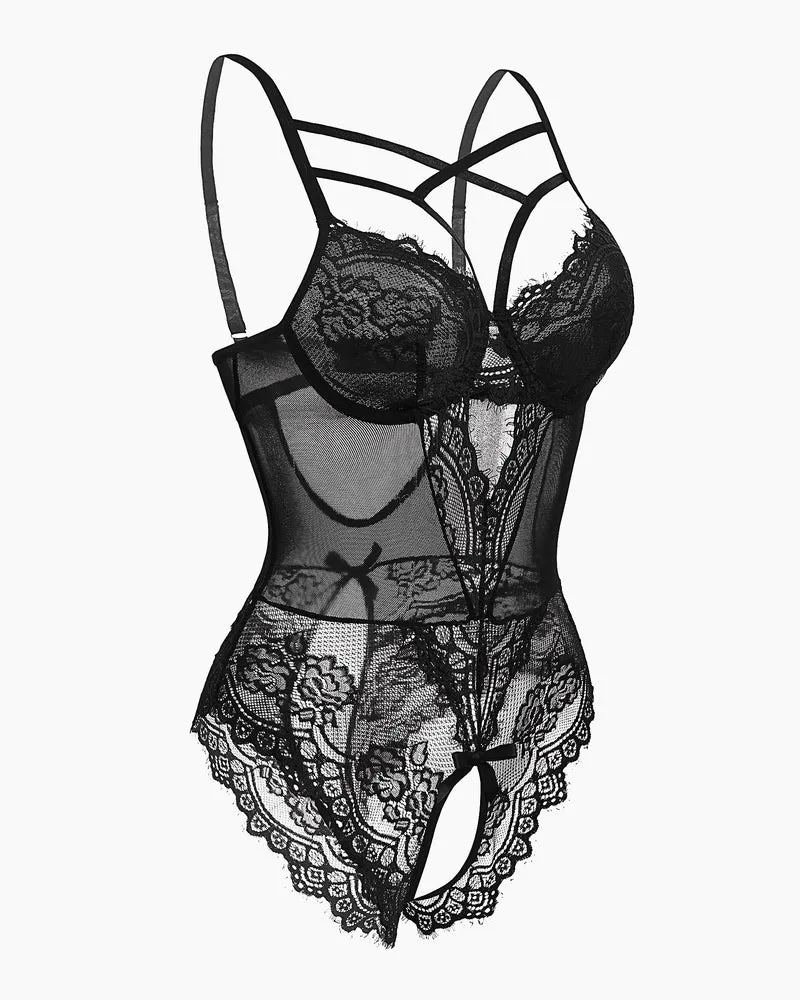 Floral Lace Harness Bodysuit