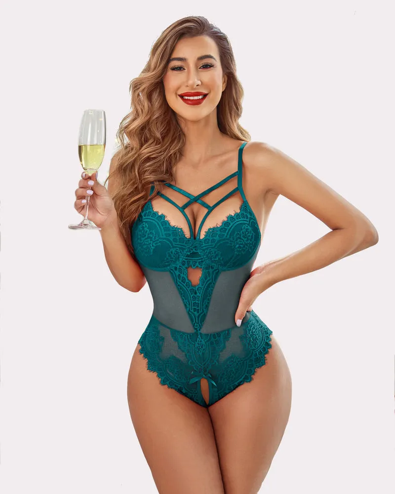 Floral Lace Harness Bodysuit