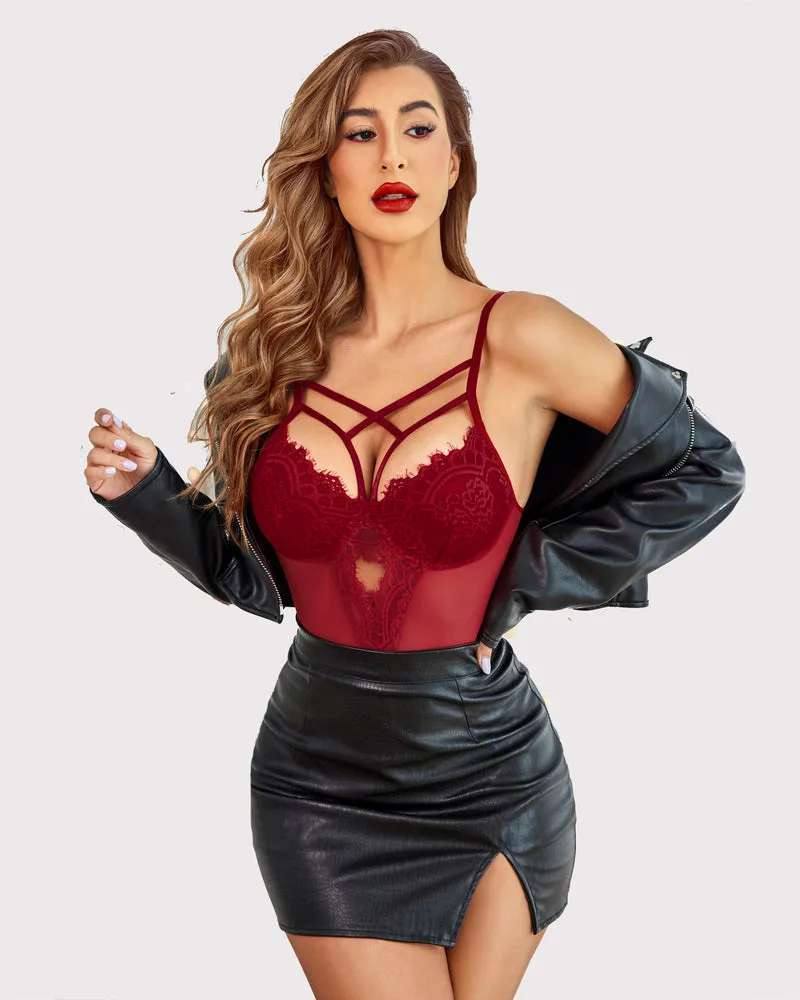 Floral Lace Harness Bodysuit