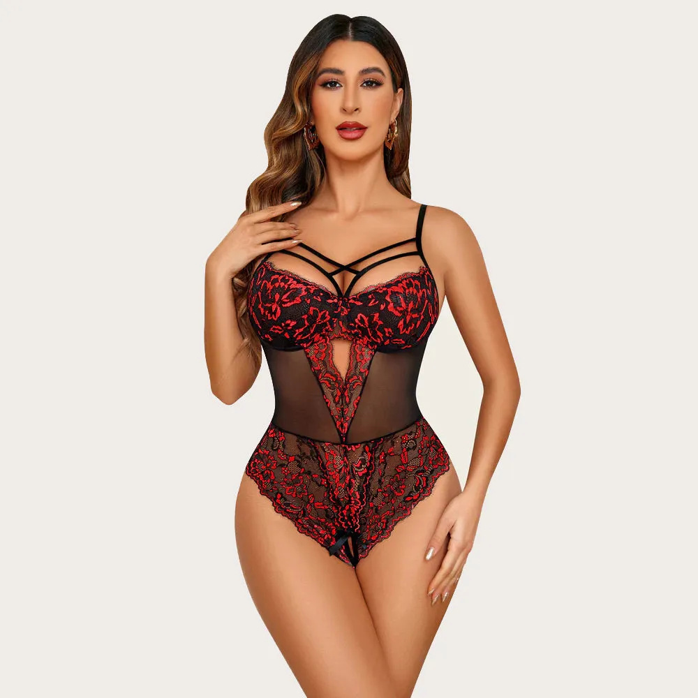 Floral Lace Harness Bodysuit