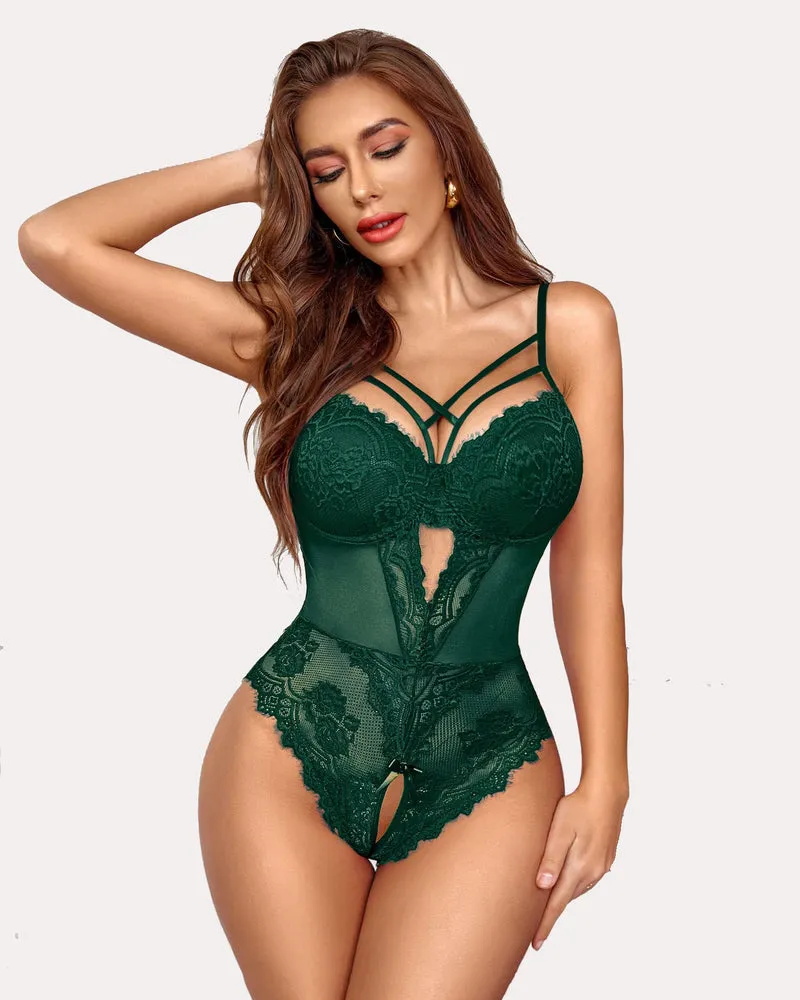 Floral Lace Harness Bodysuit