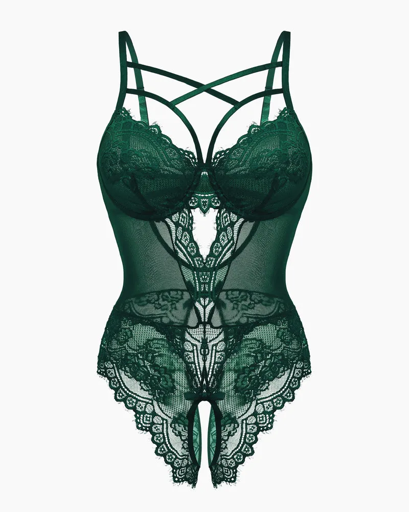 Floral Lace Harness Bodysuit