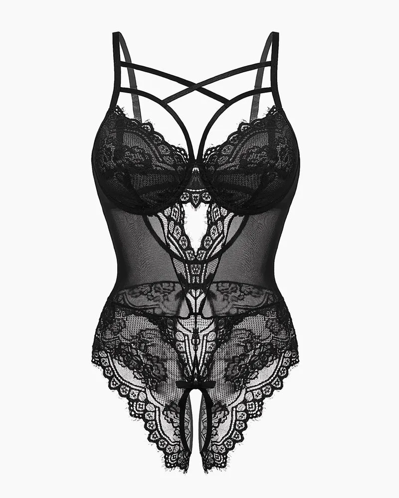 Floral Lace Harness Bodysuit