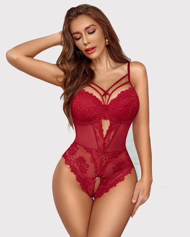 Floral Lace Harness Bodysuit