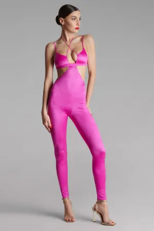 French Kiss Strap Catsuit Pink