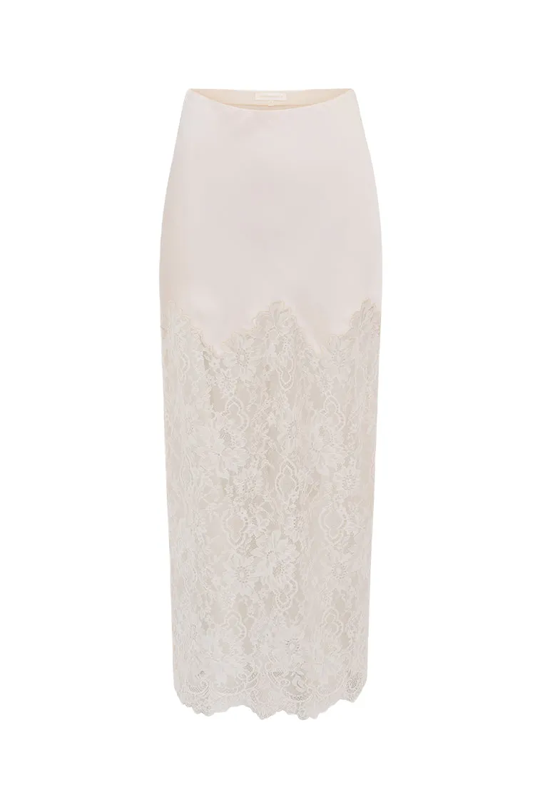 Ilene Satin Lace Maxi Skirt