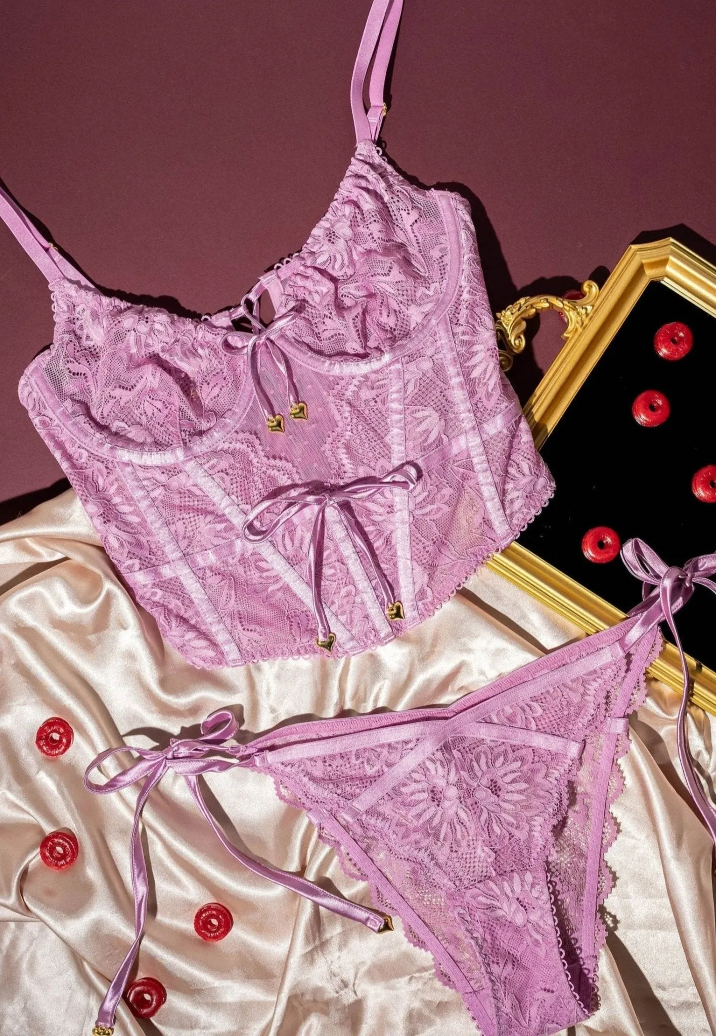 Lace-Up Underwire Corset - Lilac