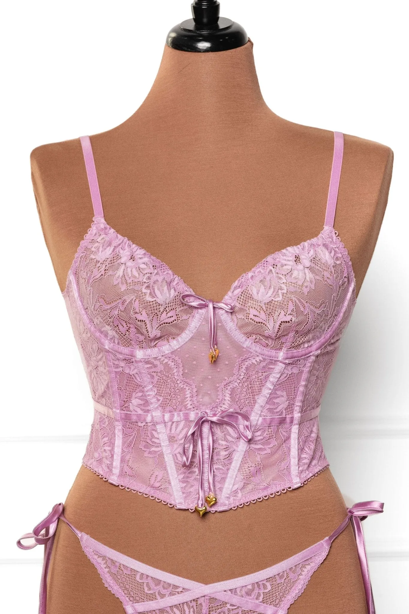Lace-Up Underwire Corset - Lilac