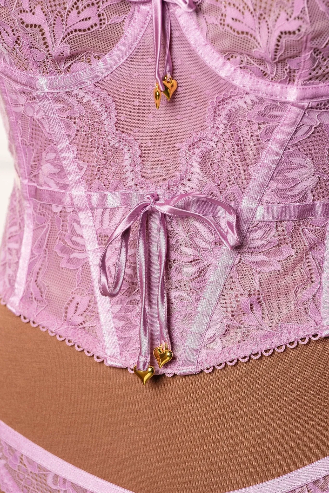 Lace-Up Underwire Corset - Lilac