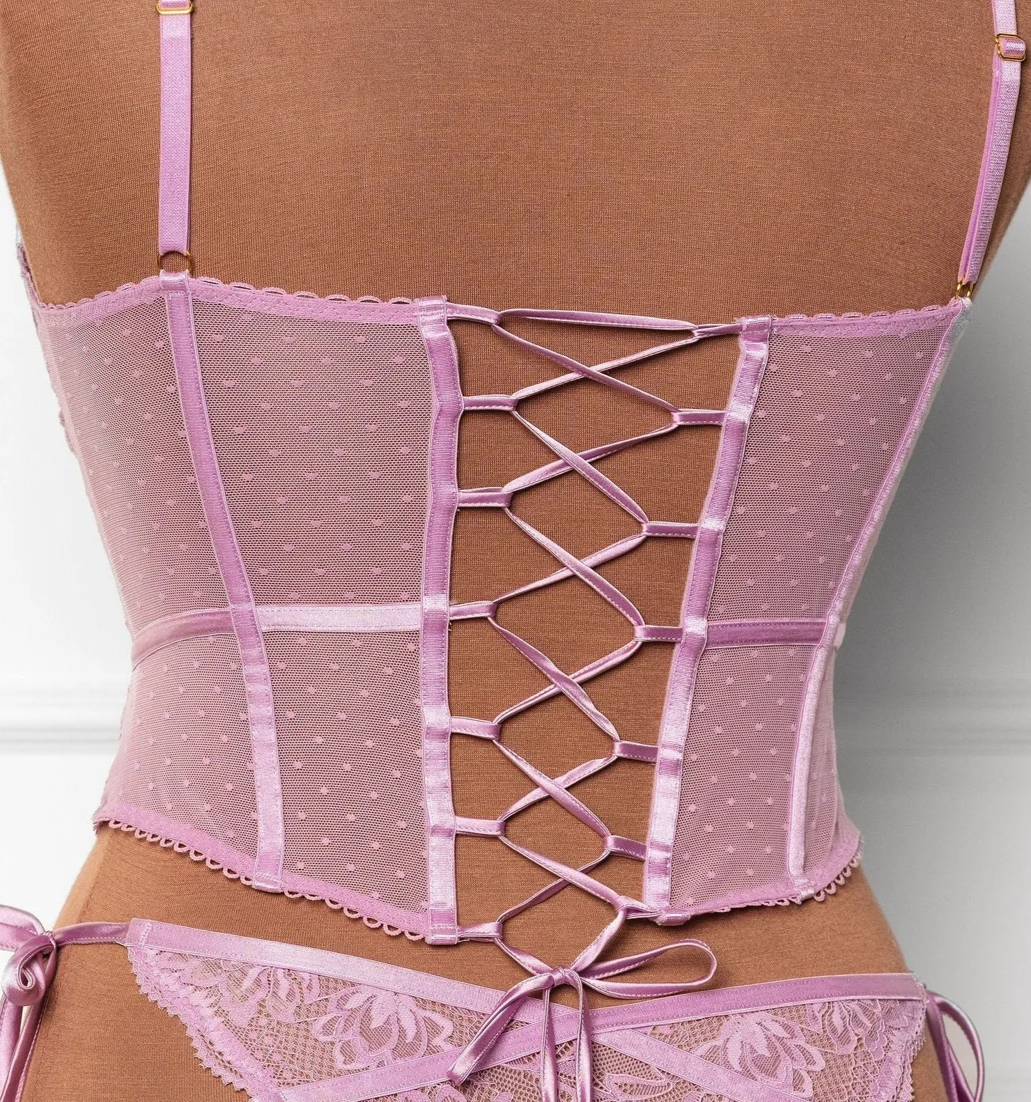 Lace-Up Underwire Corset - Lilac