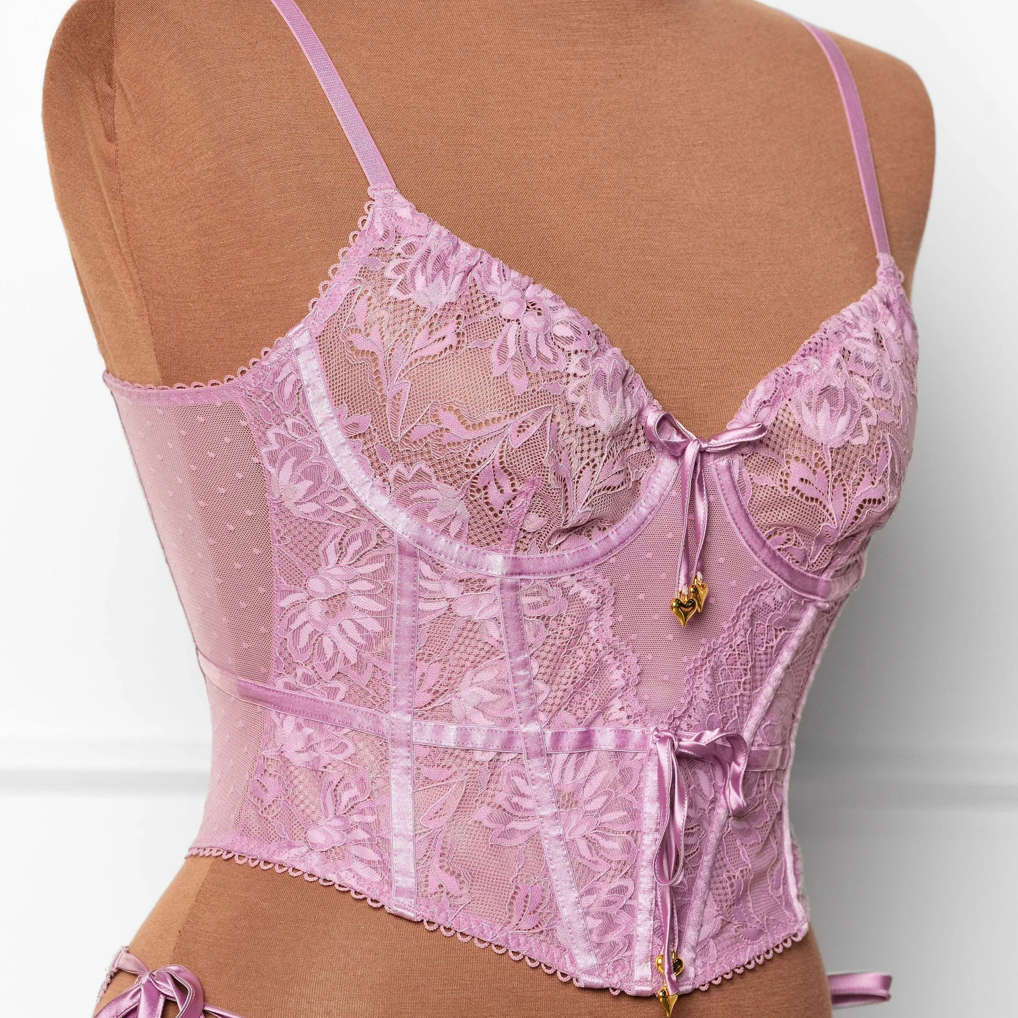 Lace-Up Underwire Corset - Lilac