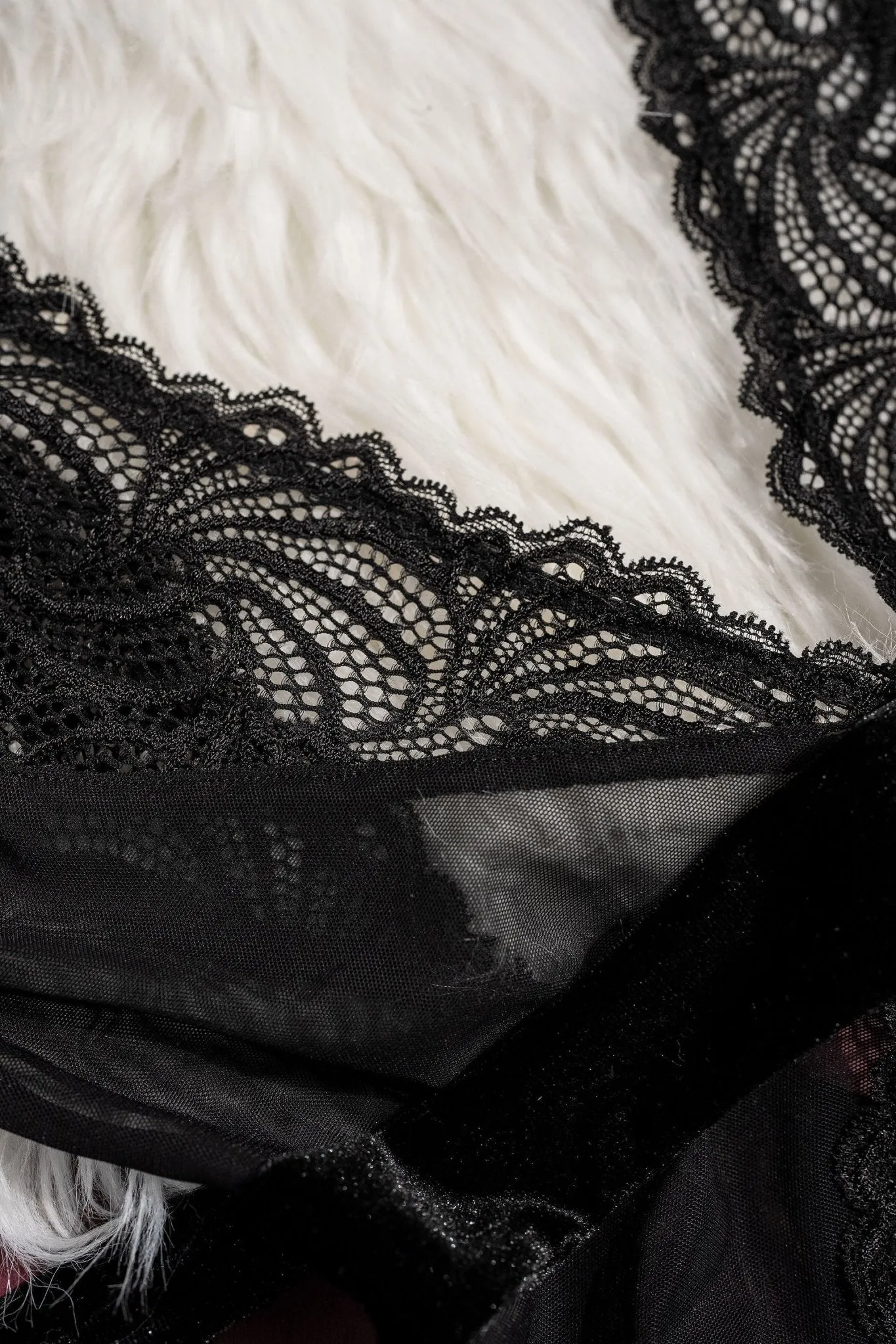 Lacy Plunge Teddy - Black