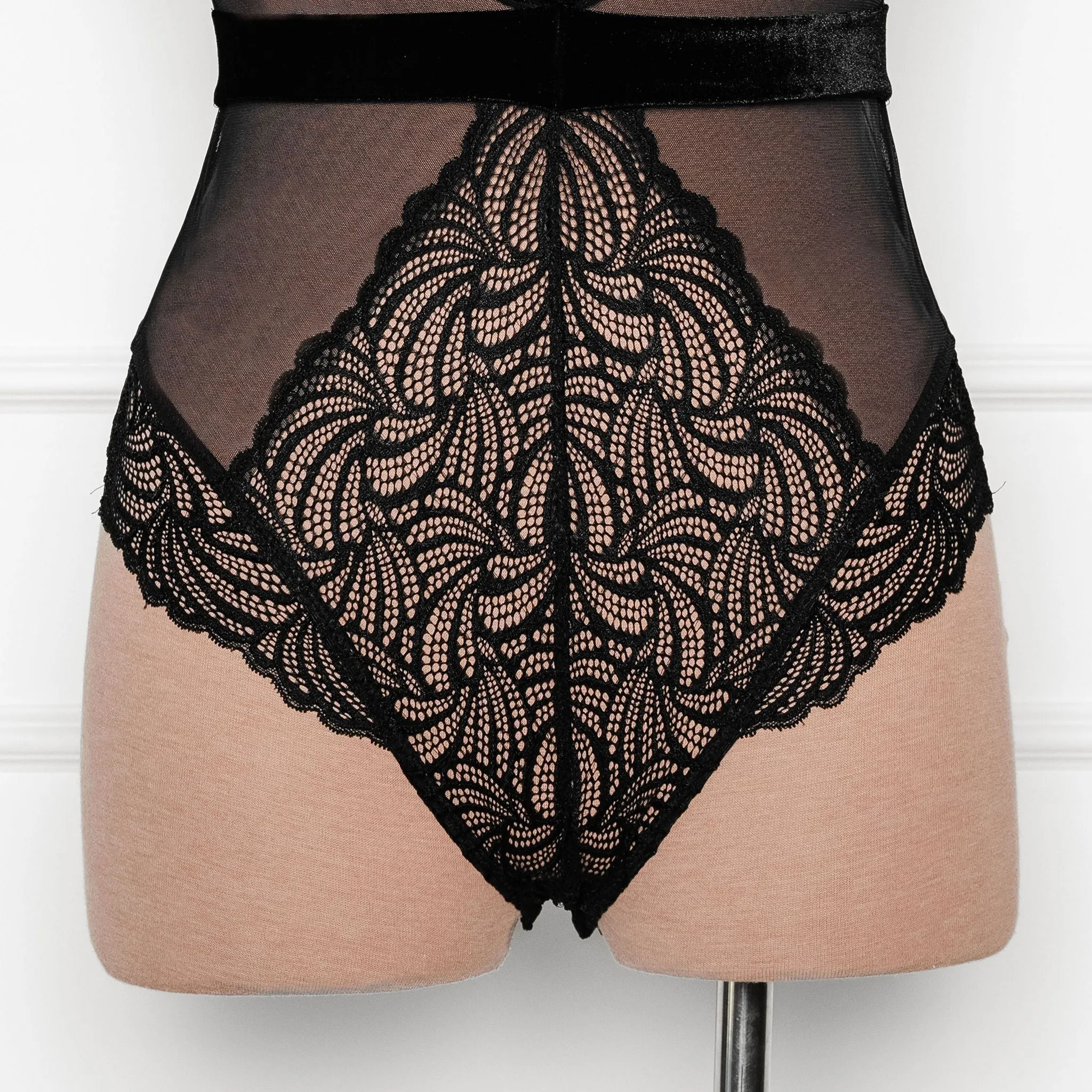 Lacy Plunge Teddy - Black