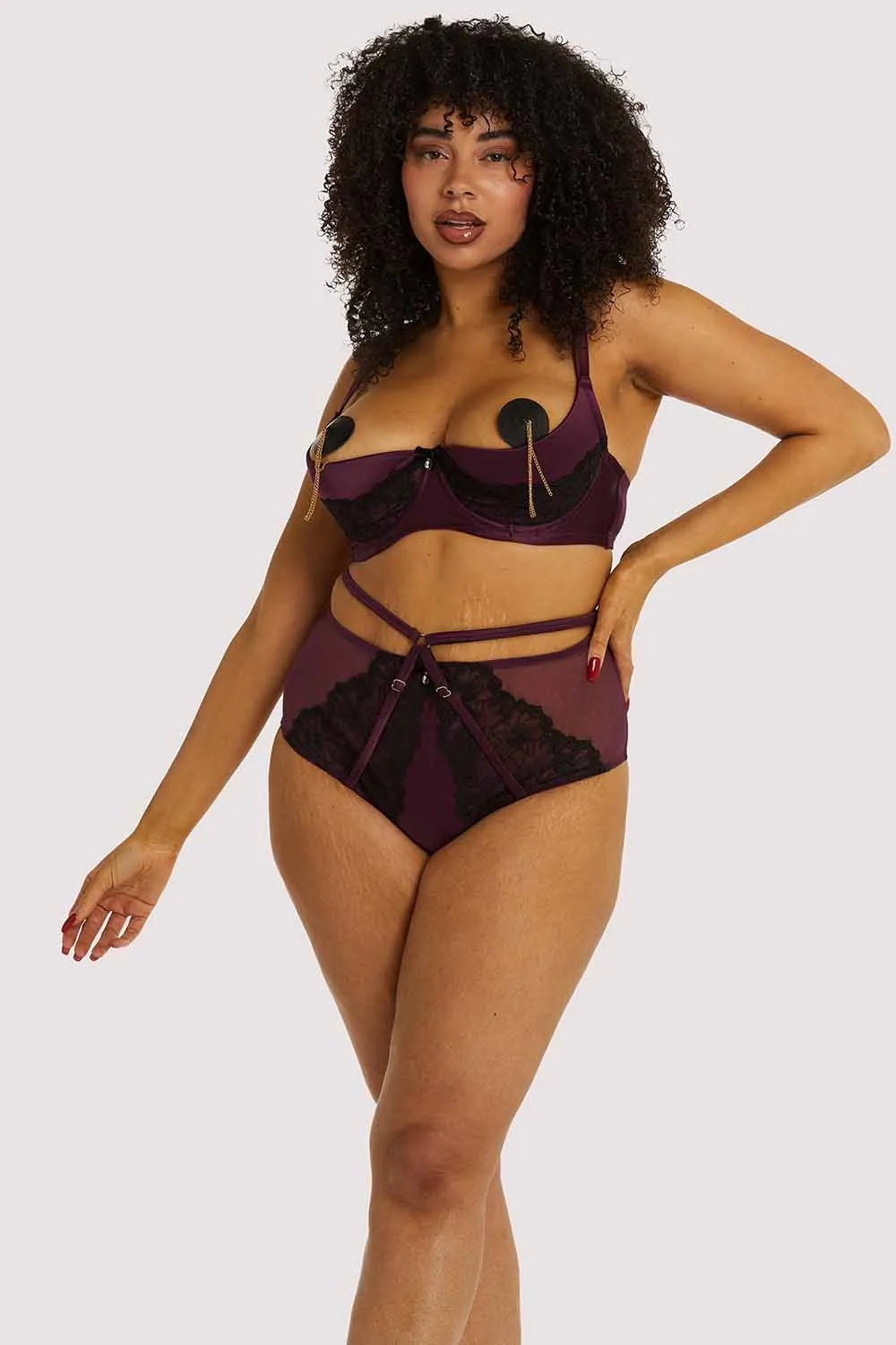 Muriel Purple Lace Quarter Cup Bra