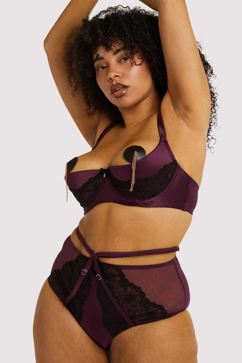 Muriel Purple Lace Quarter Cup Bra