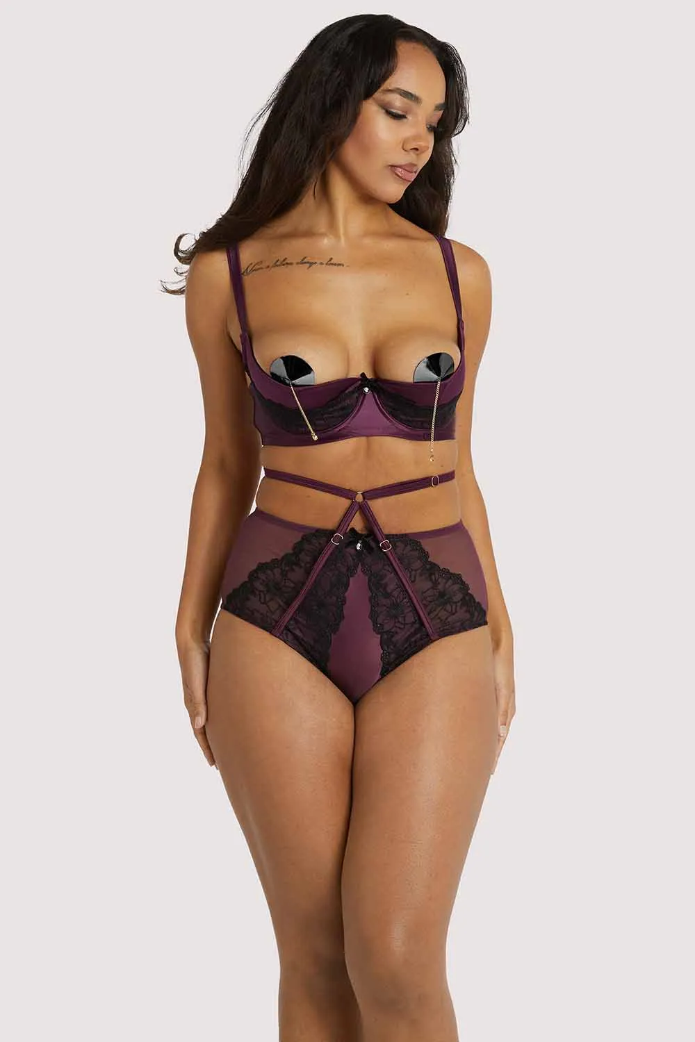 Muriel Purple Lace Quarter Cup Bra