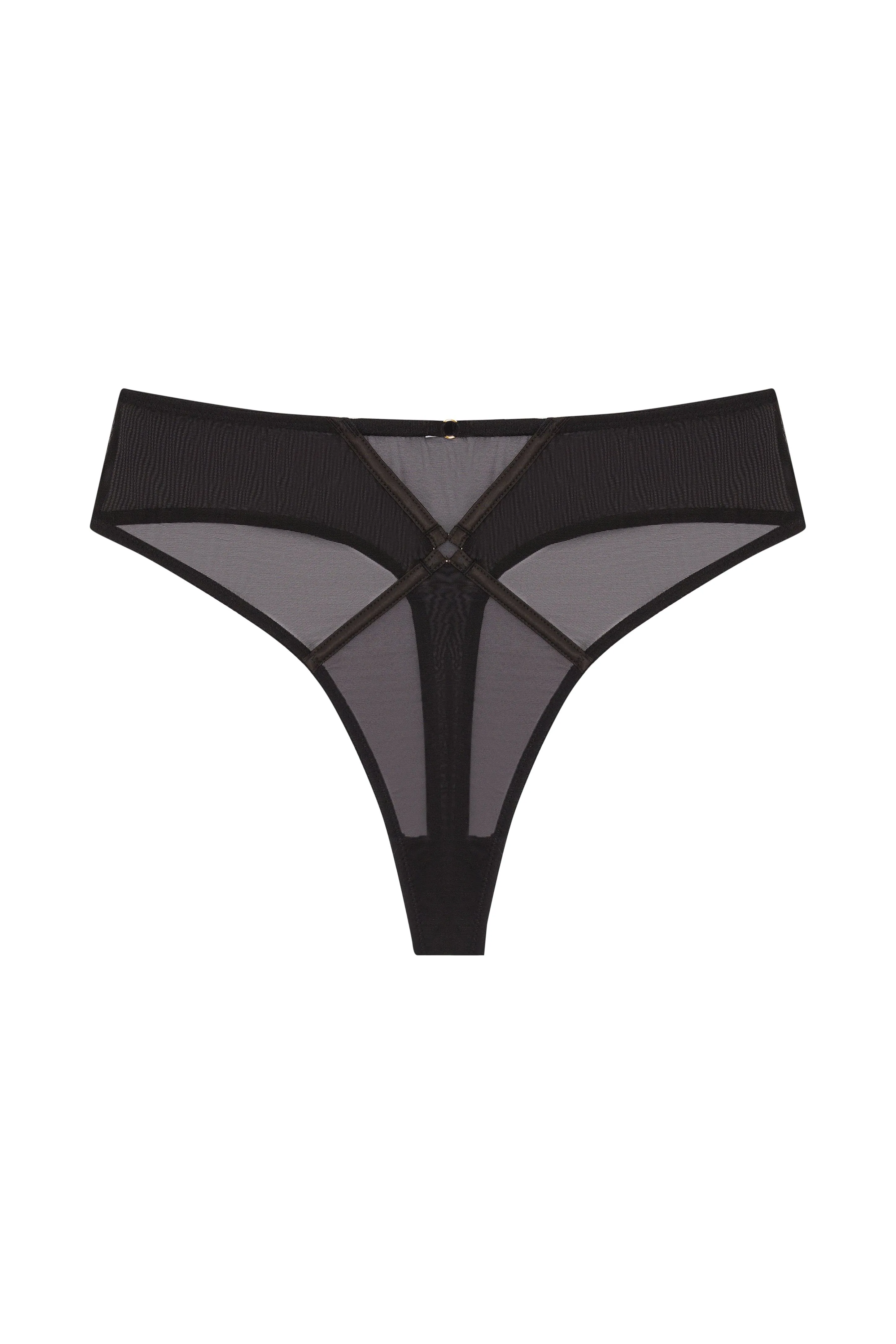Naya Black Mesh Cut Out High Waist Thong