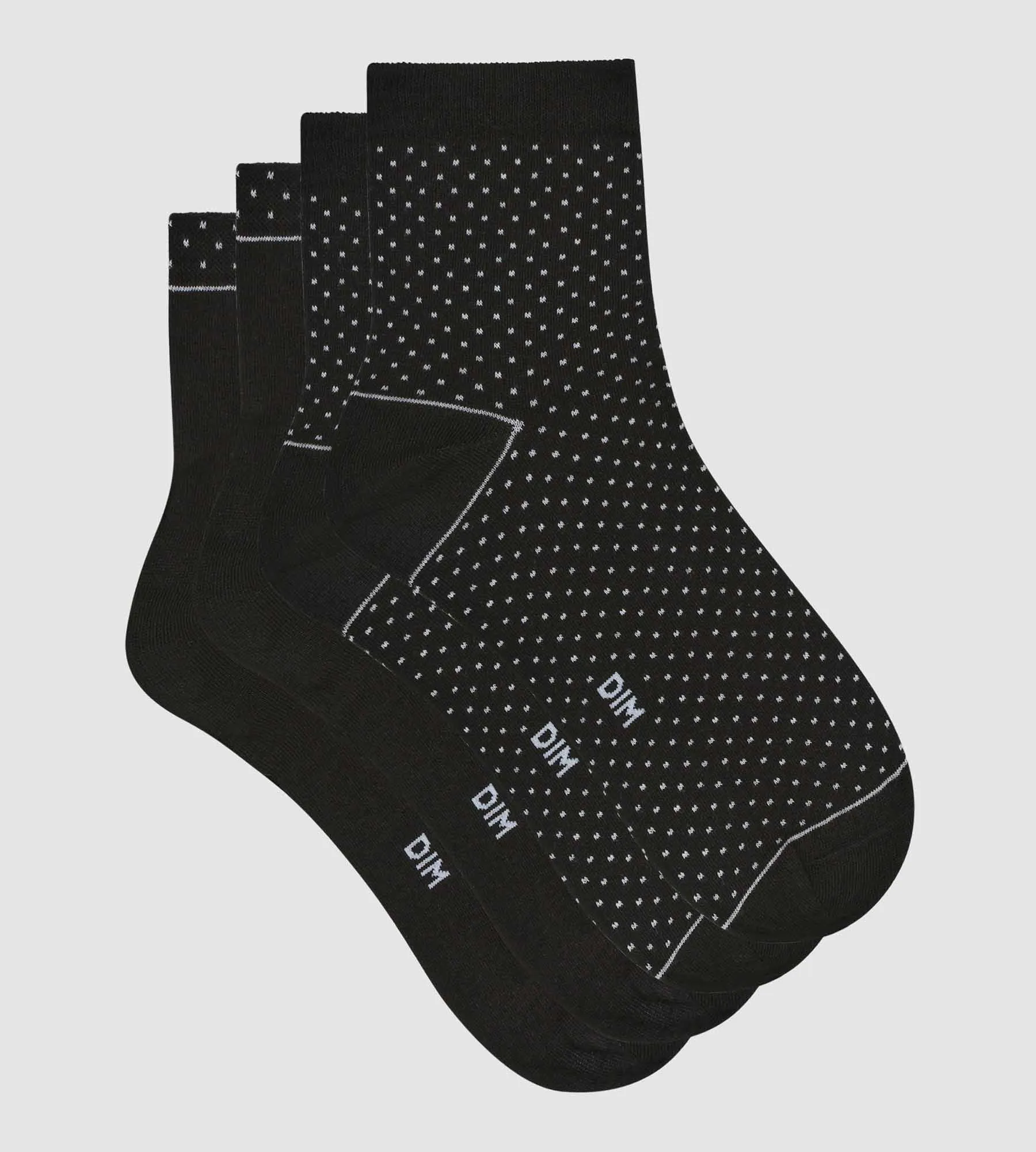 Pack of 2 pairs of black women's socks in organic cotton with polka dots Dim Good