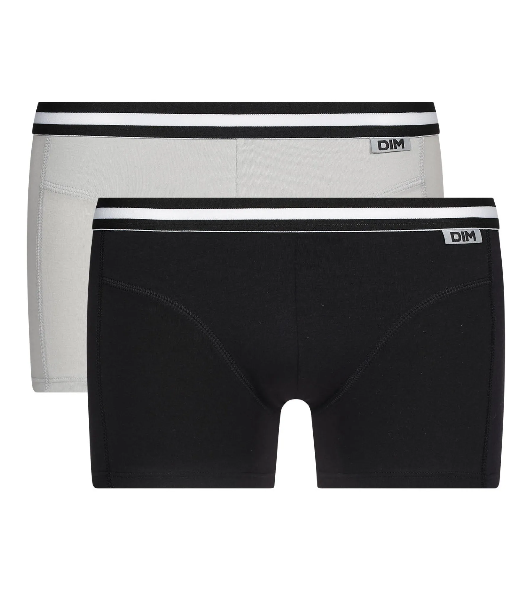 Pack of 2 pairs of EcoDIM stretch cotton trunks in black and grey