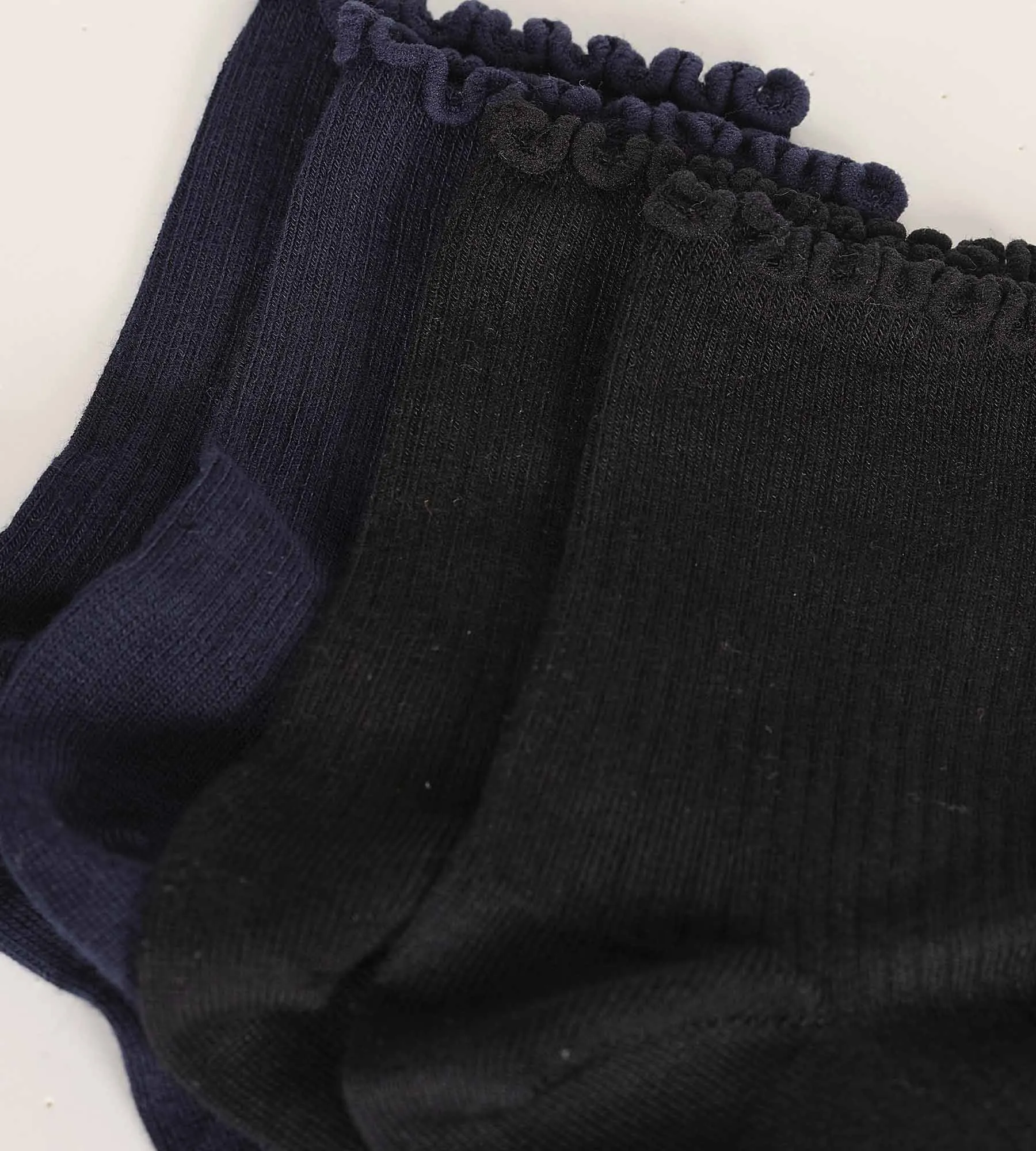 Pack of 2 pairs of women's socks with ruffles Black Navy Dim Modal