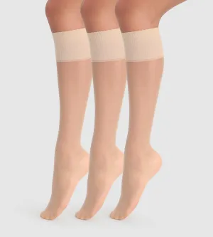 Pack of 3 Beauty Resist 20D transparent capri knee socks