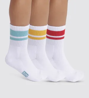 Pack of 3 pairs of children's socks in Turquoise. Yellow. Red Dim Sport