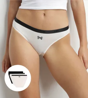 Pack of 3 pairs of Les Pockets cotton knickers with black bow