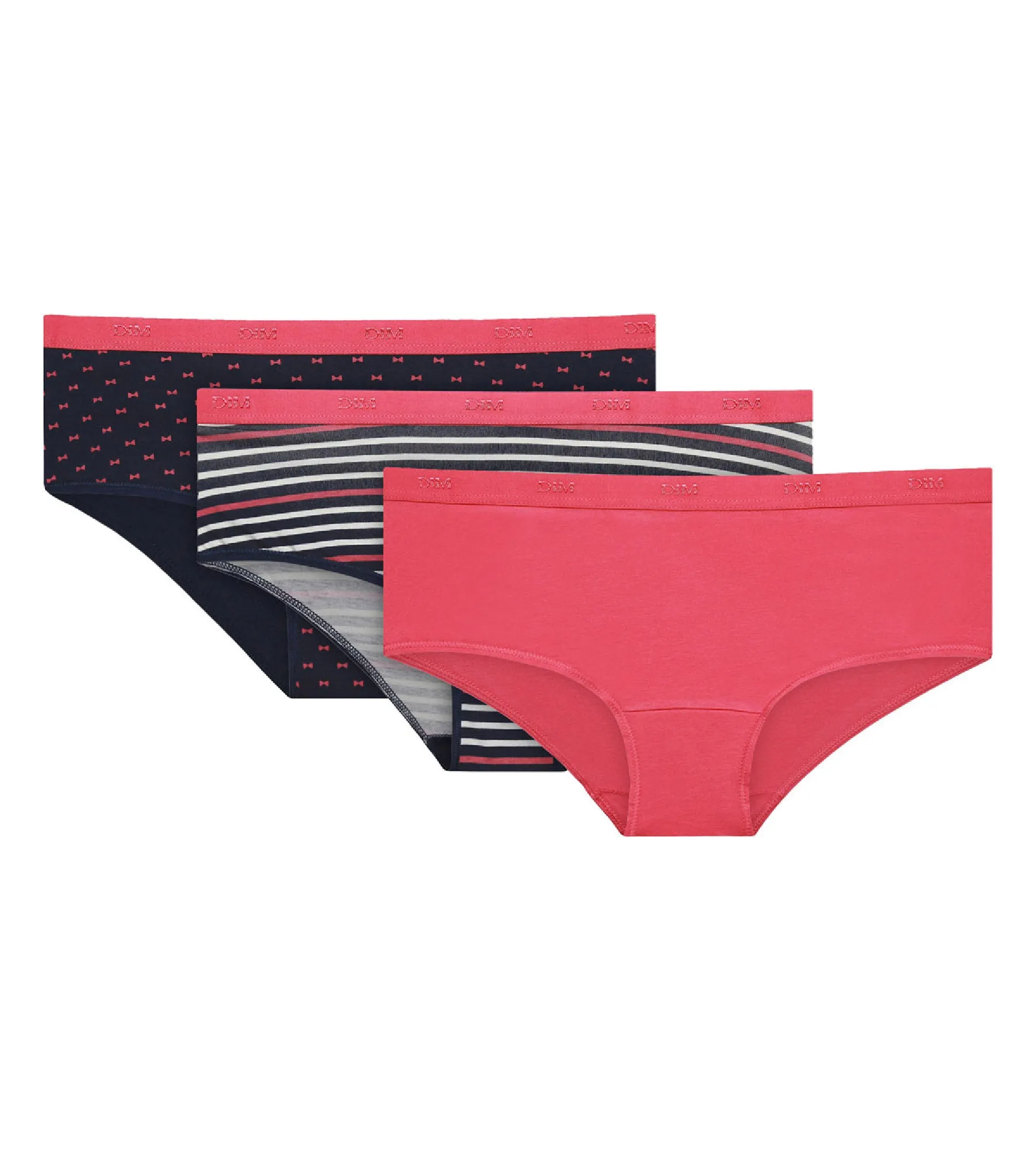 Pack of 3 pairs of Les Pockets stretch cotton boyshorts in pretty pink