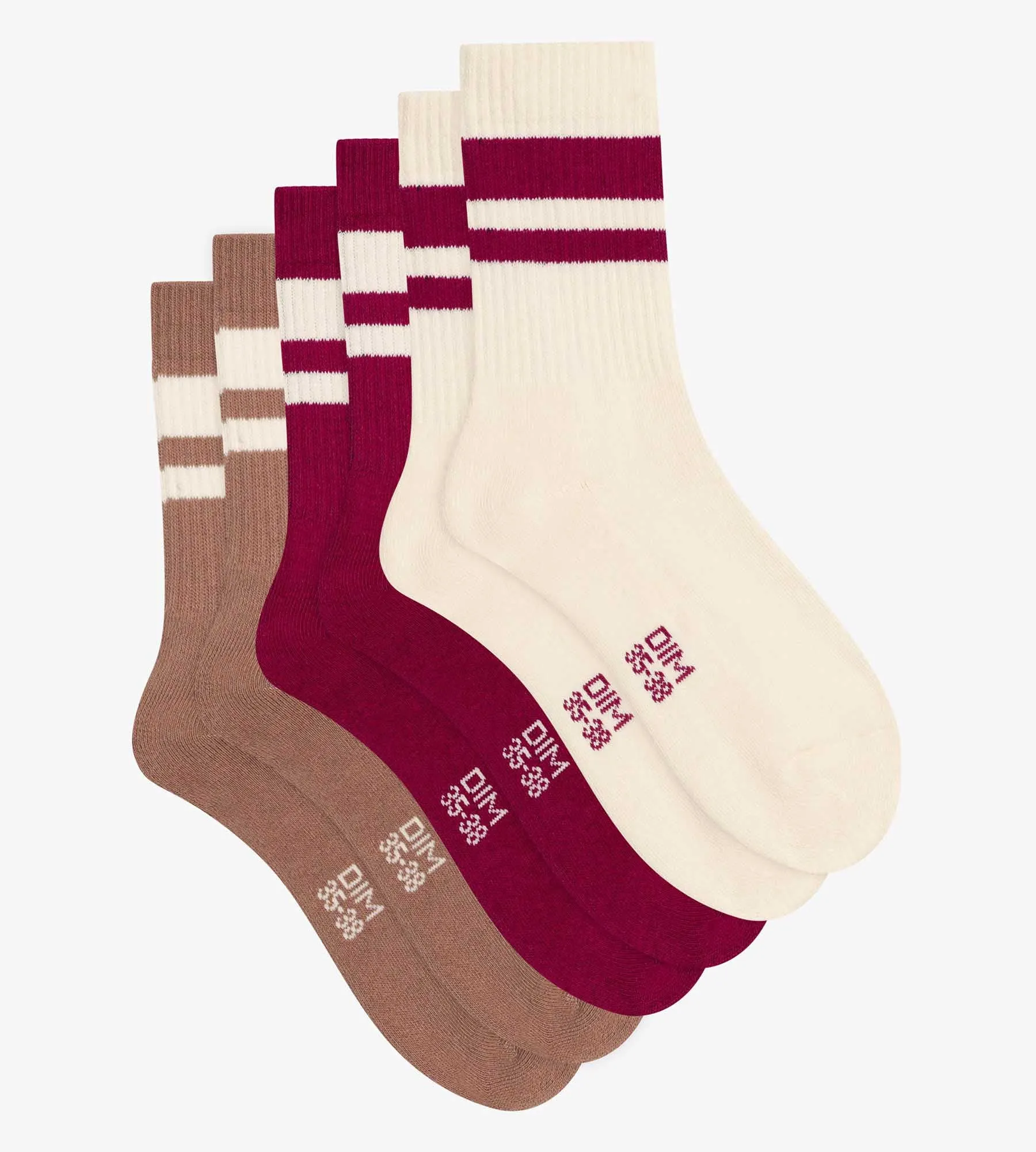 Pack of 3 pairs of women's cotton socks Café EcoDim Sport