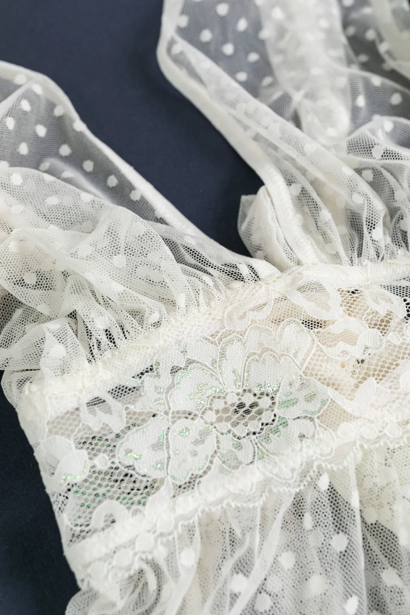 Polka Dot Mesh Babydoll - Iridescent Pearl