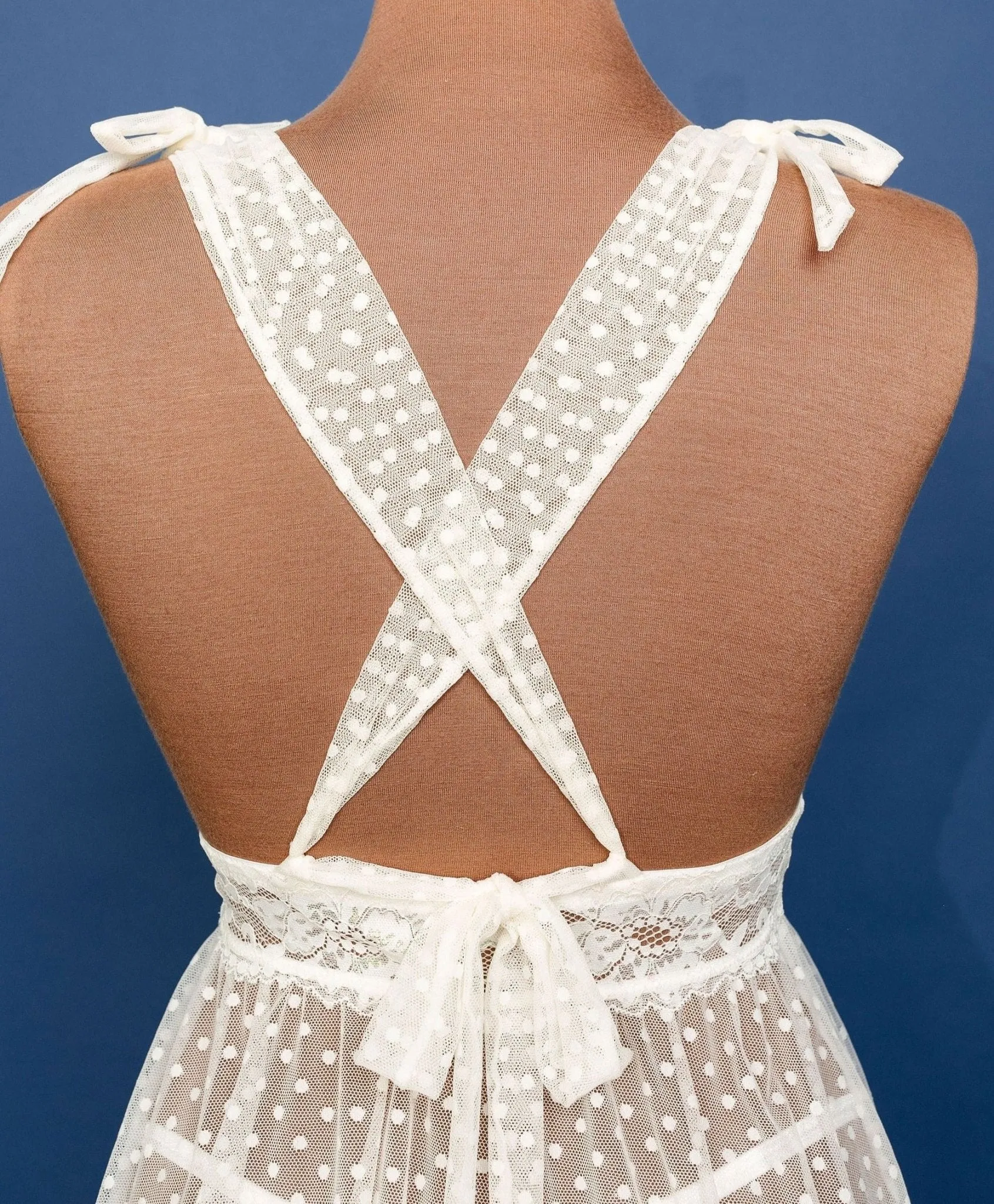 Polka Dot Mesh Babydoll - Iridescent Pearl
