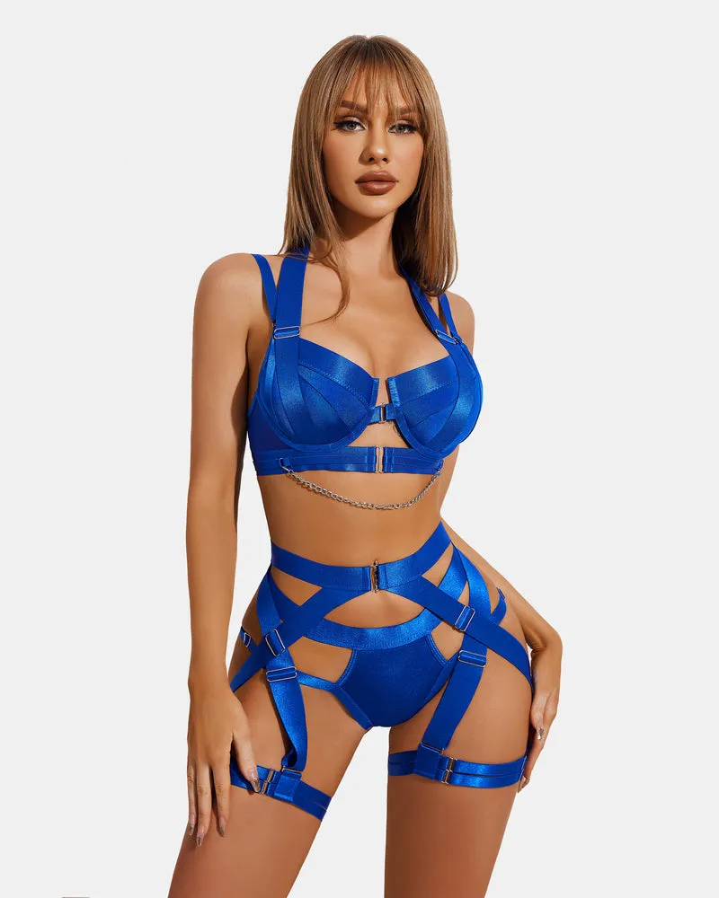 Push Up Bra Garter Set with Chain (DE Only)