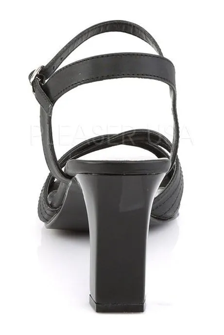 ROMANCE-313 Sandal | Black Faux Leather