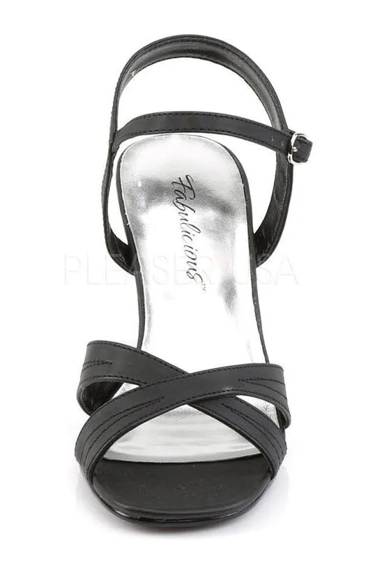 ROMANCE-313 Sandal | Black Faux Leather