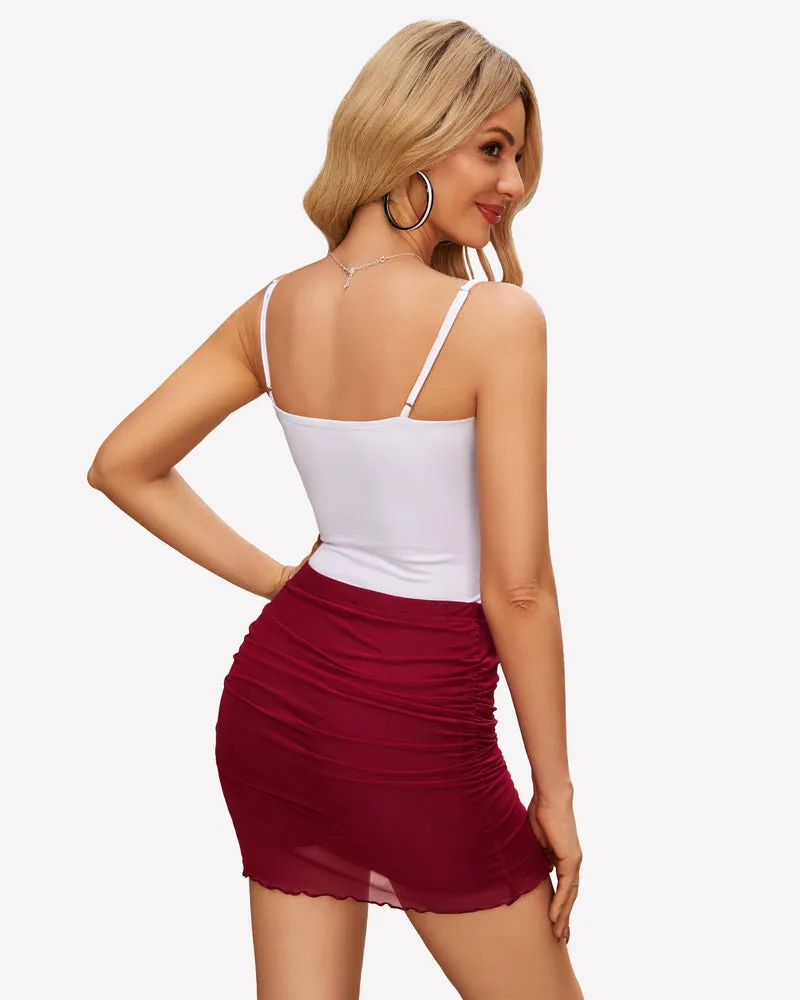 Ruched Bodycon Double Layer Club Skirt