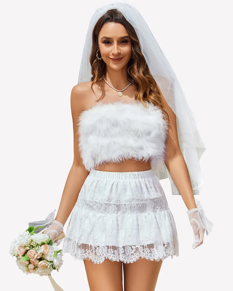 Short Skirts Y2K Lace Trim Contrast Skirt