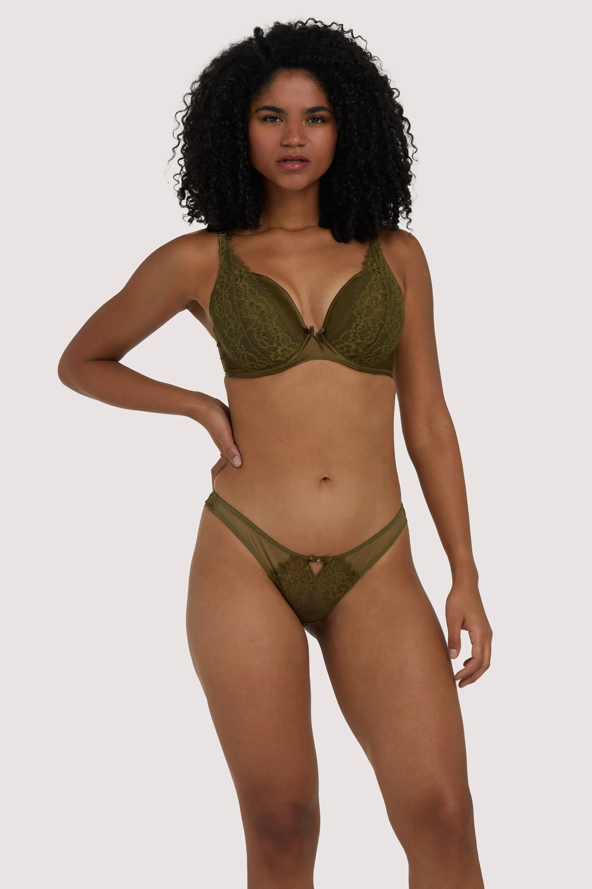 Sophia Olive Plunge Push Up Bra