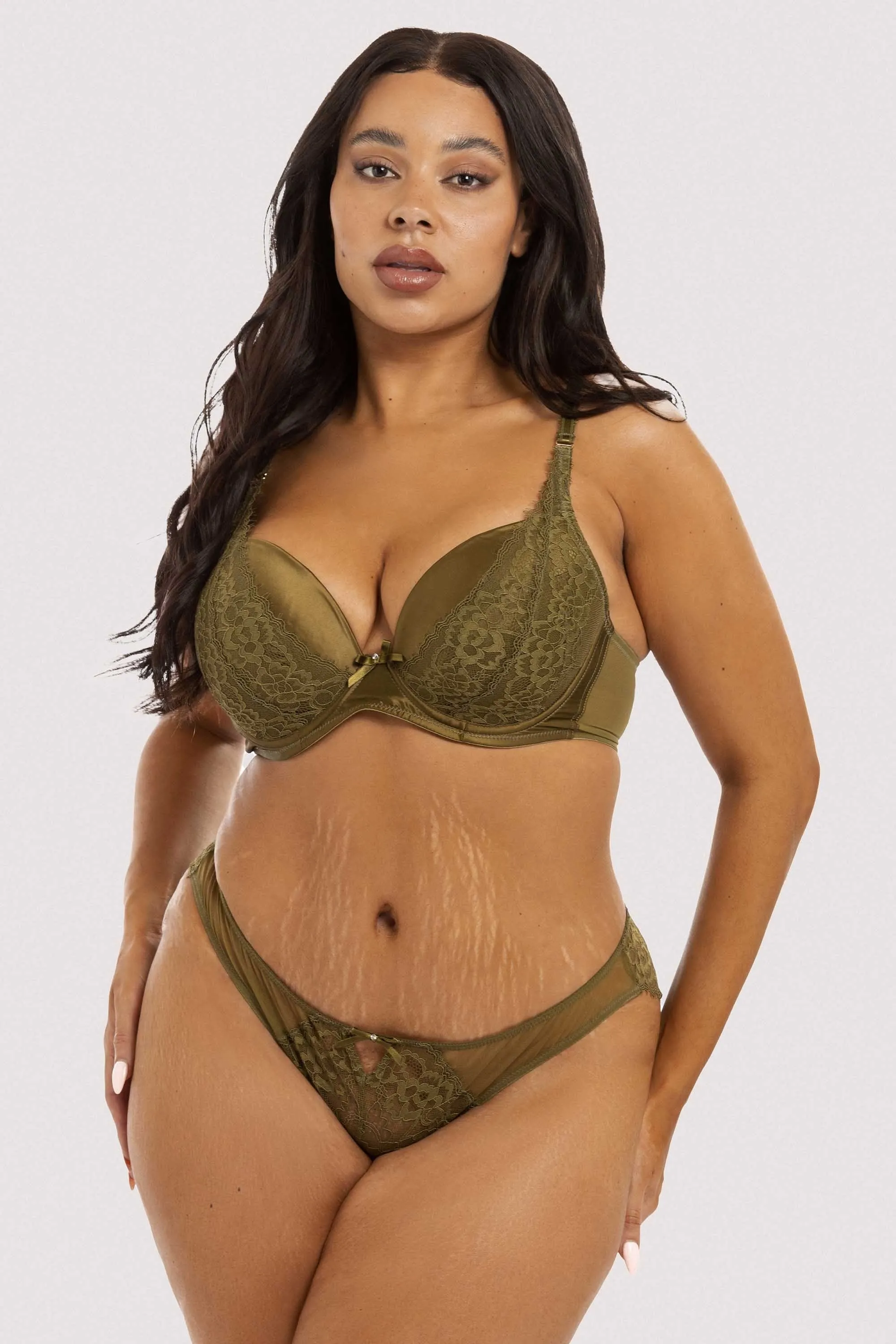 Sophia Olive Plunge Push Up Bra