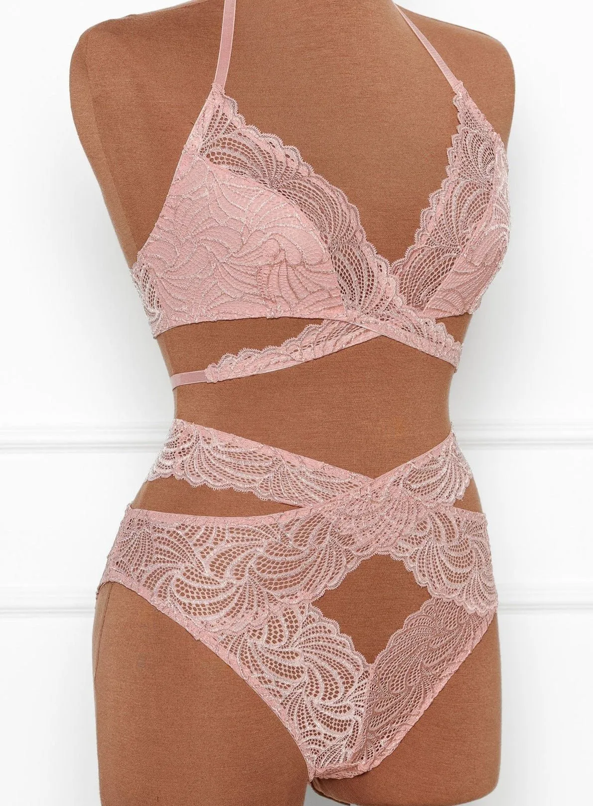 Strappy Wrap High Waist Panty - Blush