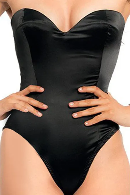 Stretch Satin Corset Teddy