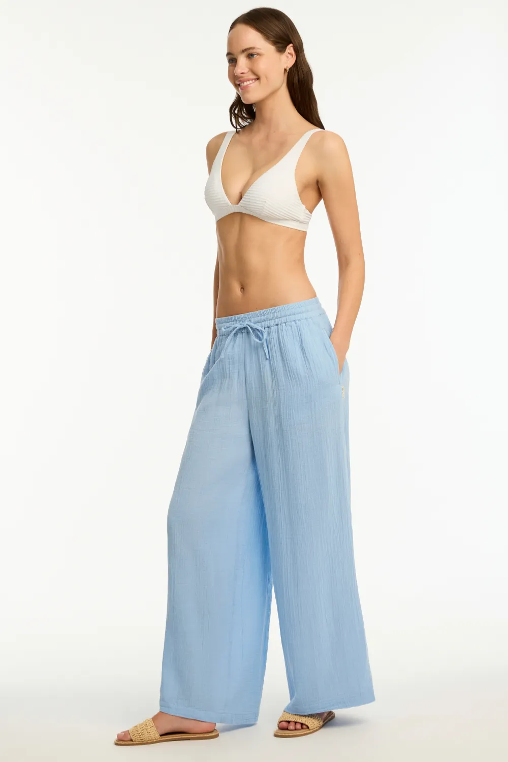 Sunset Cotton Beach Pants in Cornflower