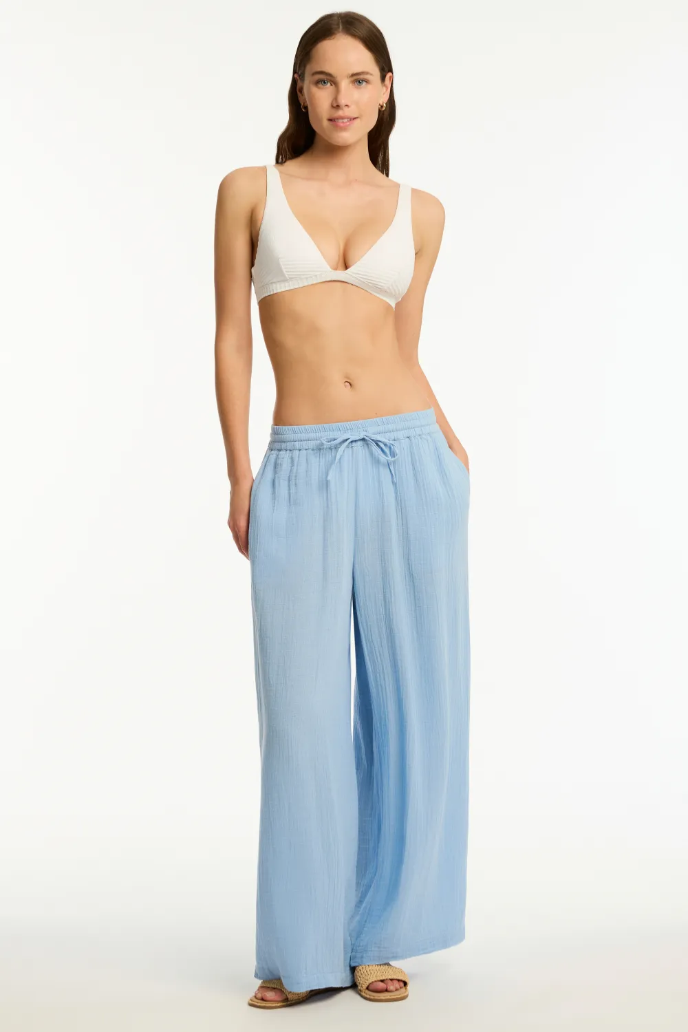 Sunset Cotton Beach Pants in Cornflower