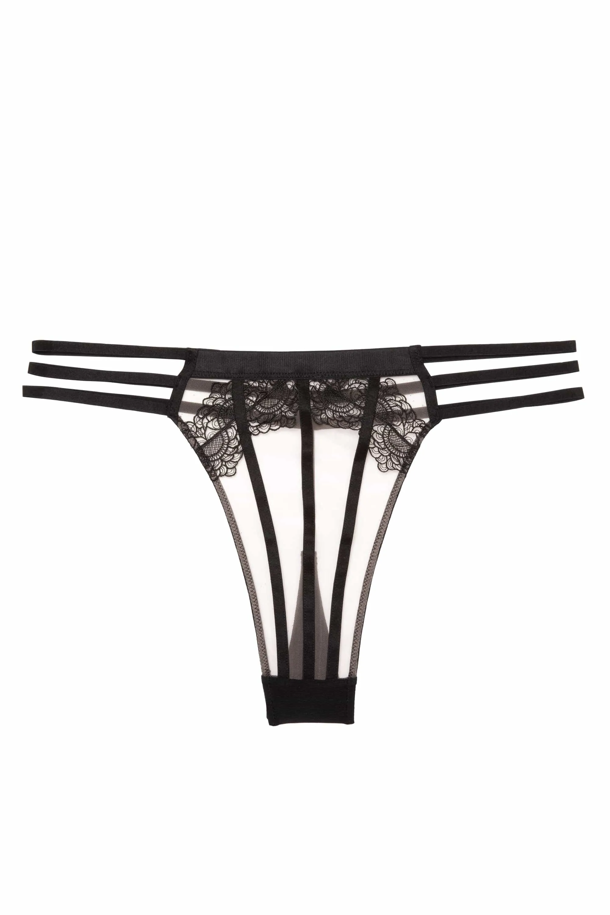 Tasha Black Illusion Mesh Thong