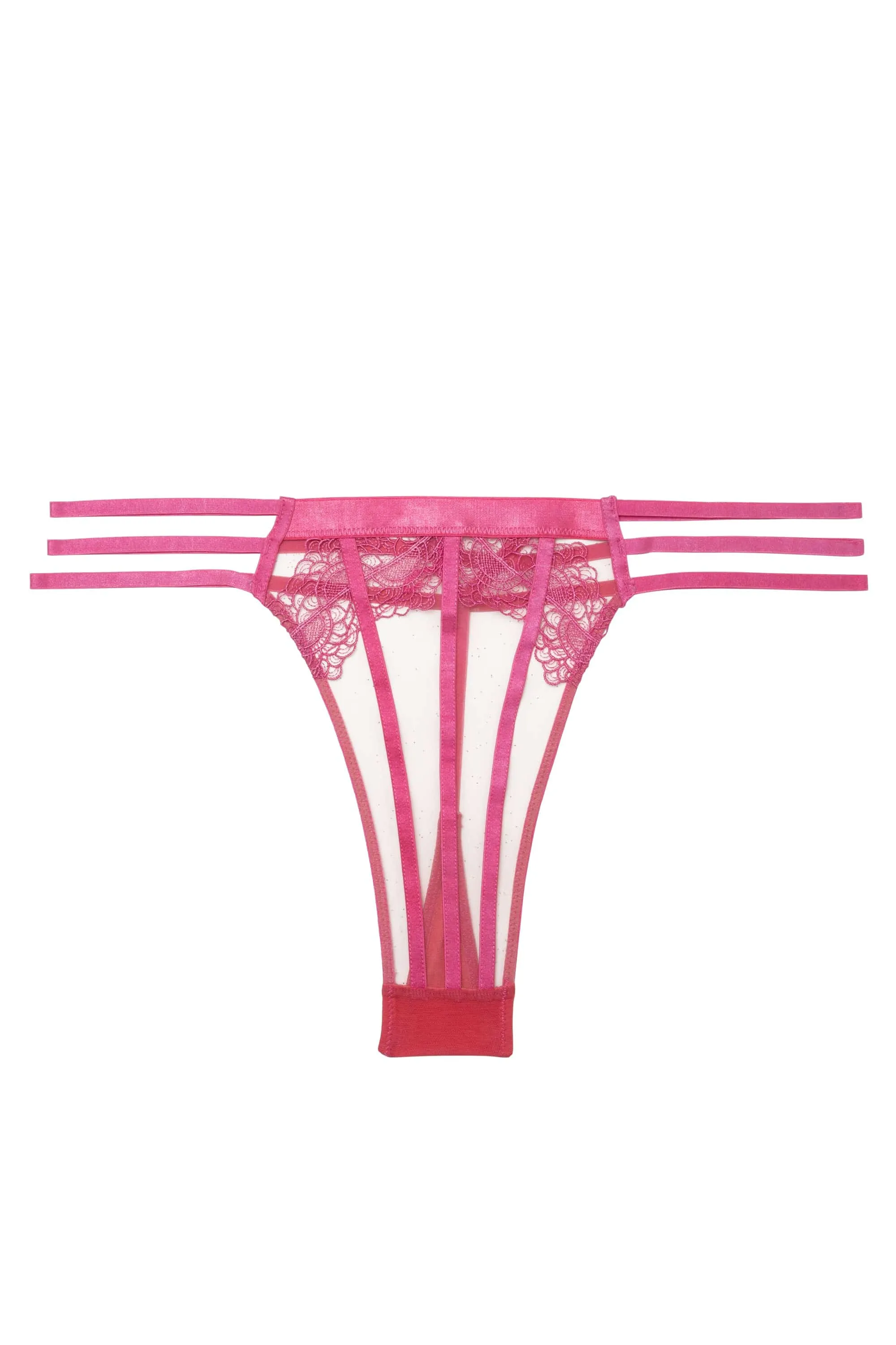 Tasha Pink Illusion Mesh Thong