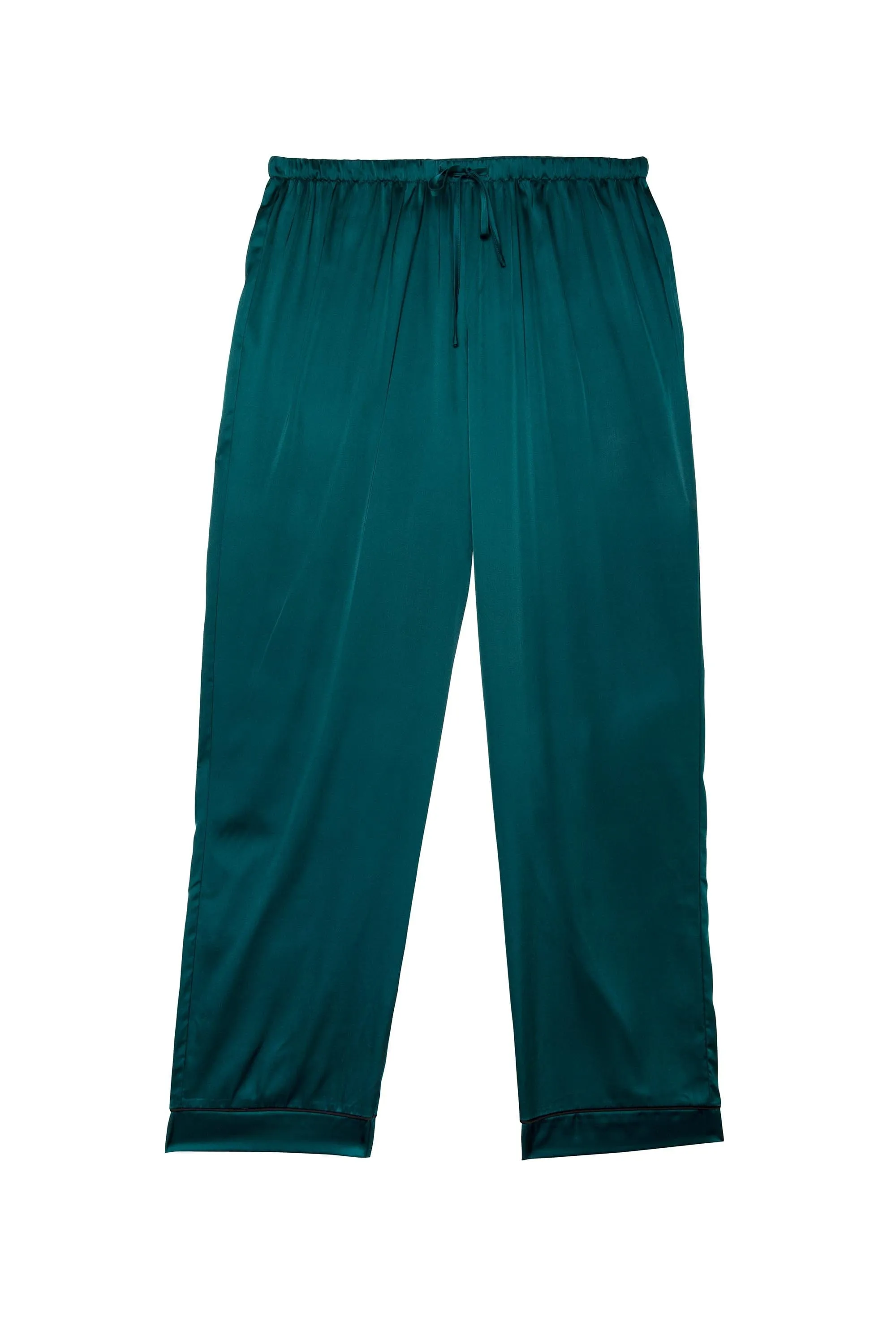Teal and Black Satin Piping Pyjama Set