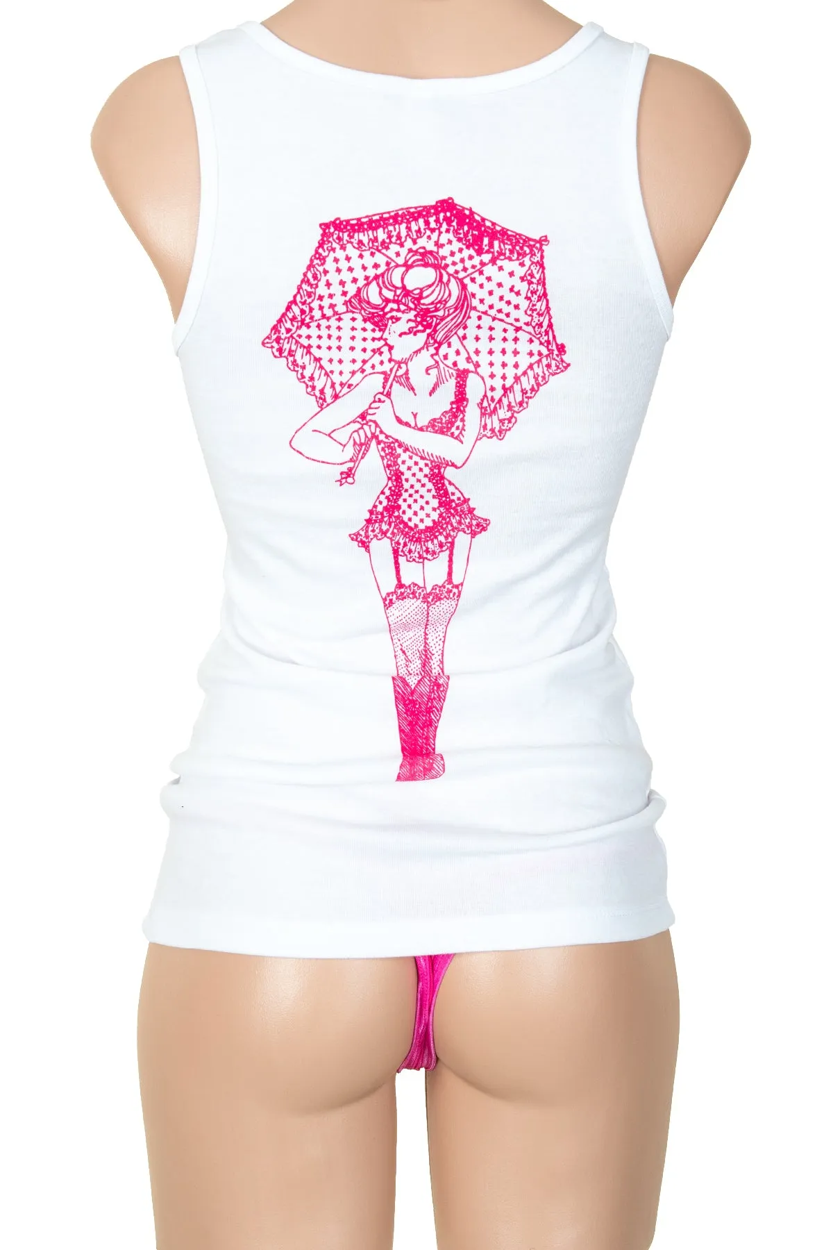 Trashy Ladies White/Hot Pink Tank Top