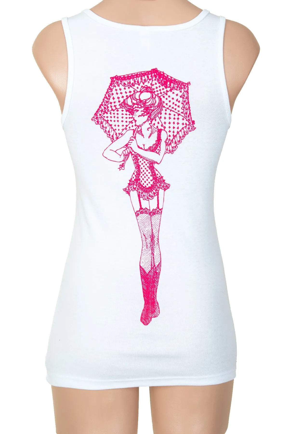 Trashy Ladies White/Hot Pink Tank Top