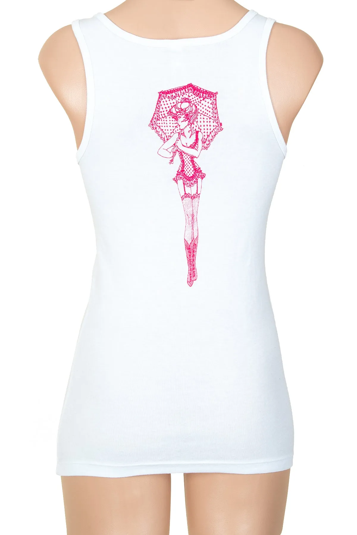 Trashy Ladies White/Hot Pink Tank Top