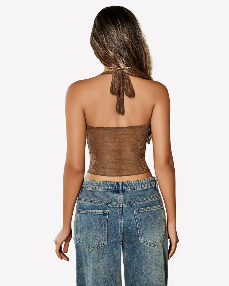 Y2K Halter Tops Lace Tank Top
