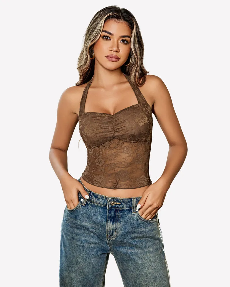 Y2K Halter Tops Lace Tank Top